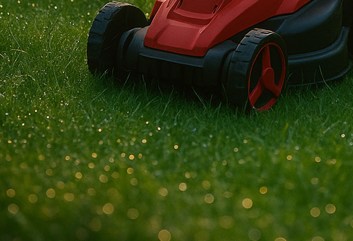 Παρουσιάζει μία κοντινή λήψη στο γκαζόν